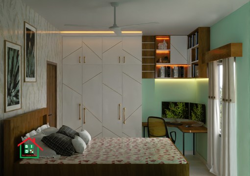 master bedroom with reading table design in suchona mohammadpur