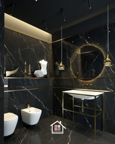 black color combination of bathroom design 