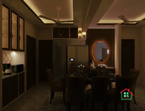 night mode dining room 3D design in Puran Dhaka
