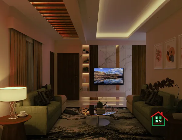 night mode living room design in puran dhaka
