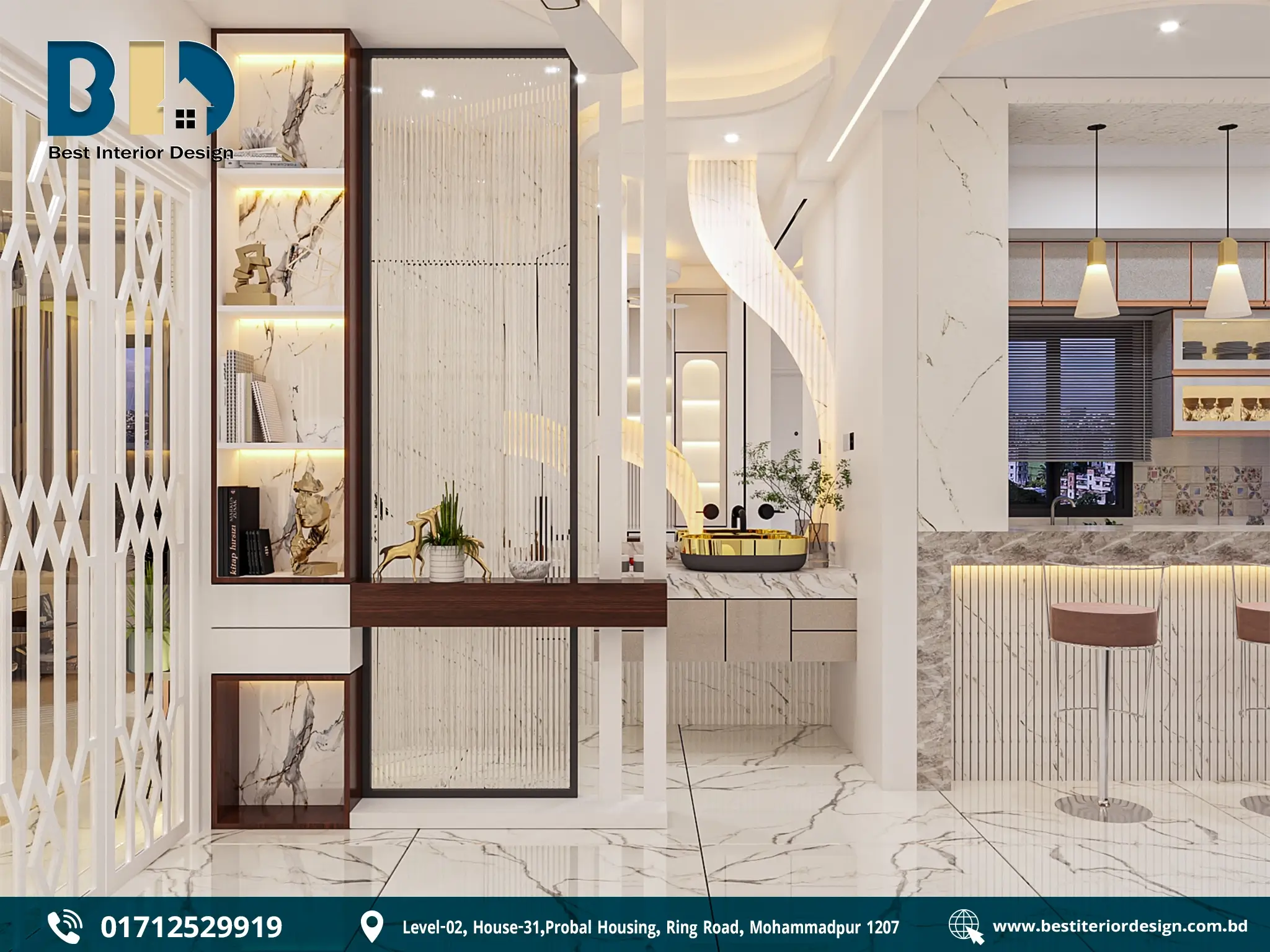 2250 SQFT Apartment Dining Basin Space Interior Design