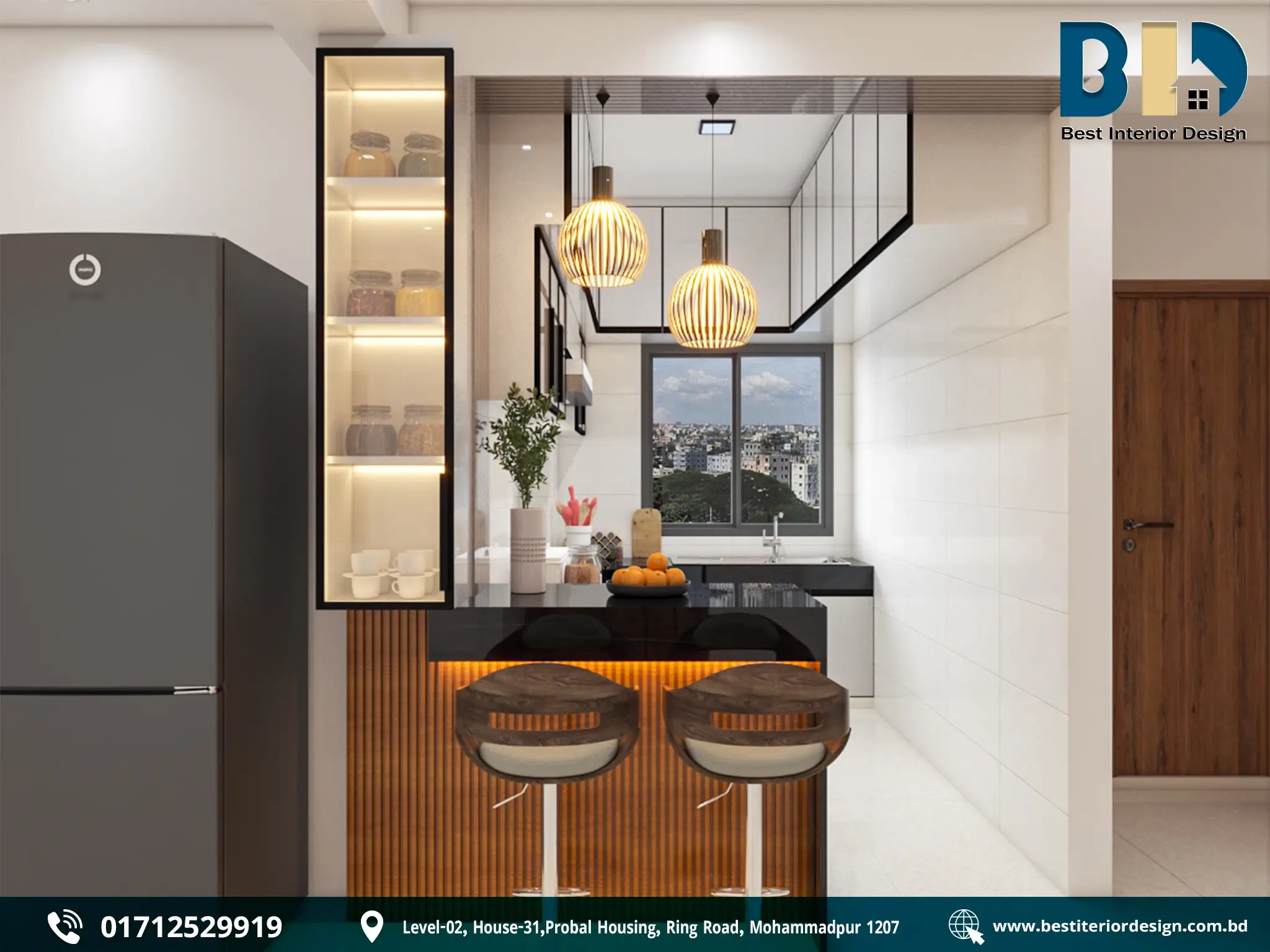 1140 SQFT Apartment Open Kitchen Interior Design in Adabor, Dhaka (1)