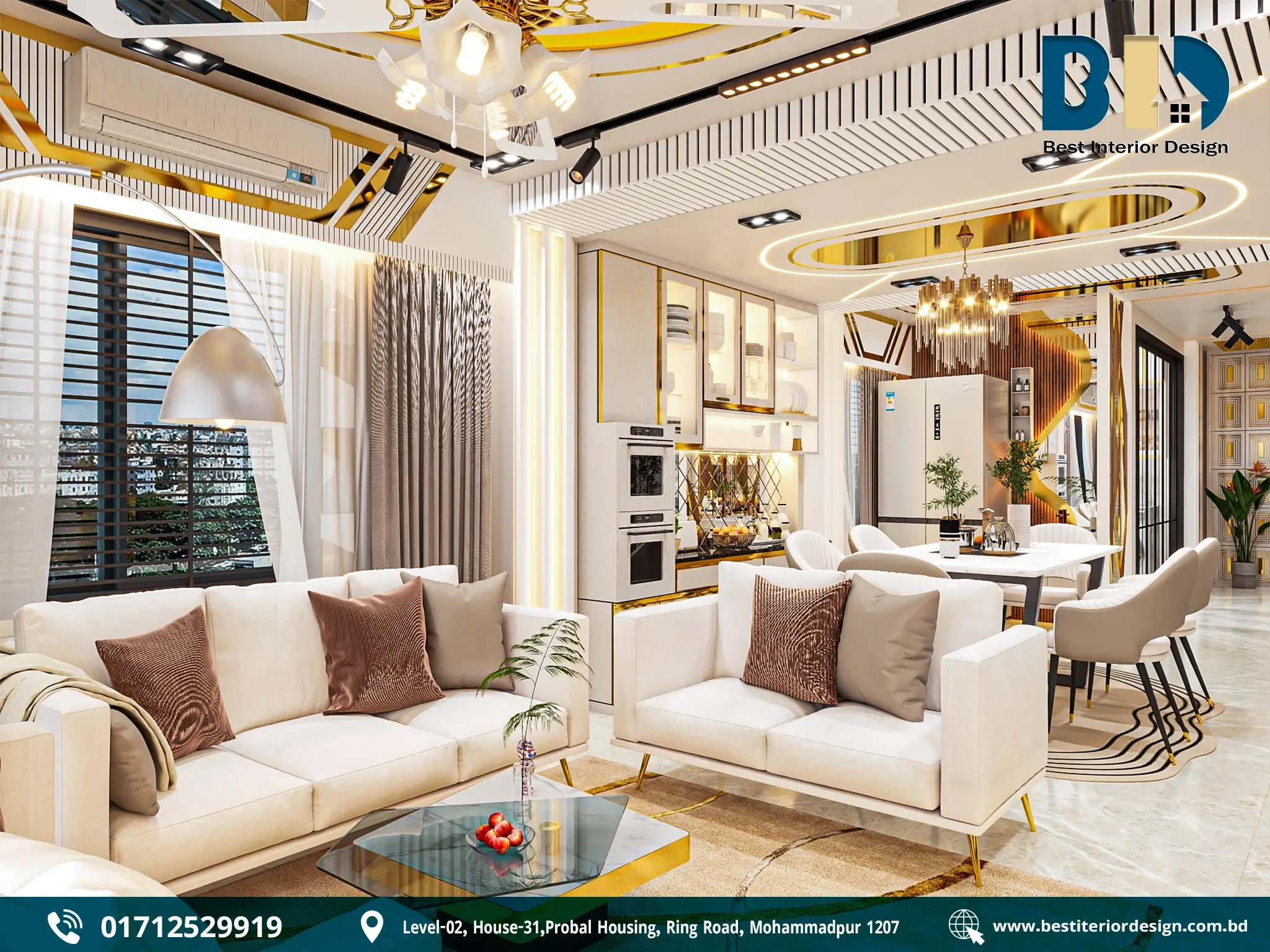 Elegant Living Room Design in Tajmahal Road (4)