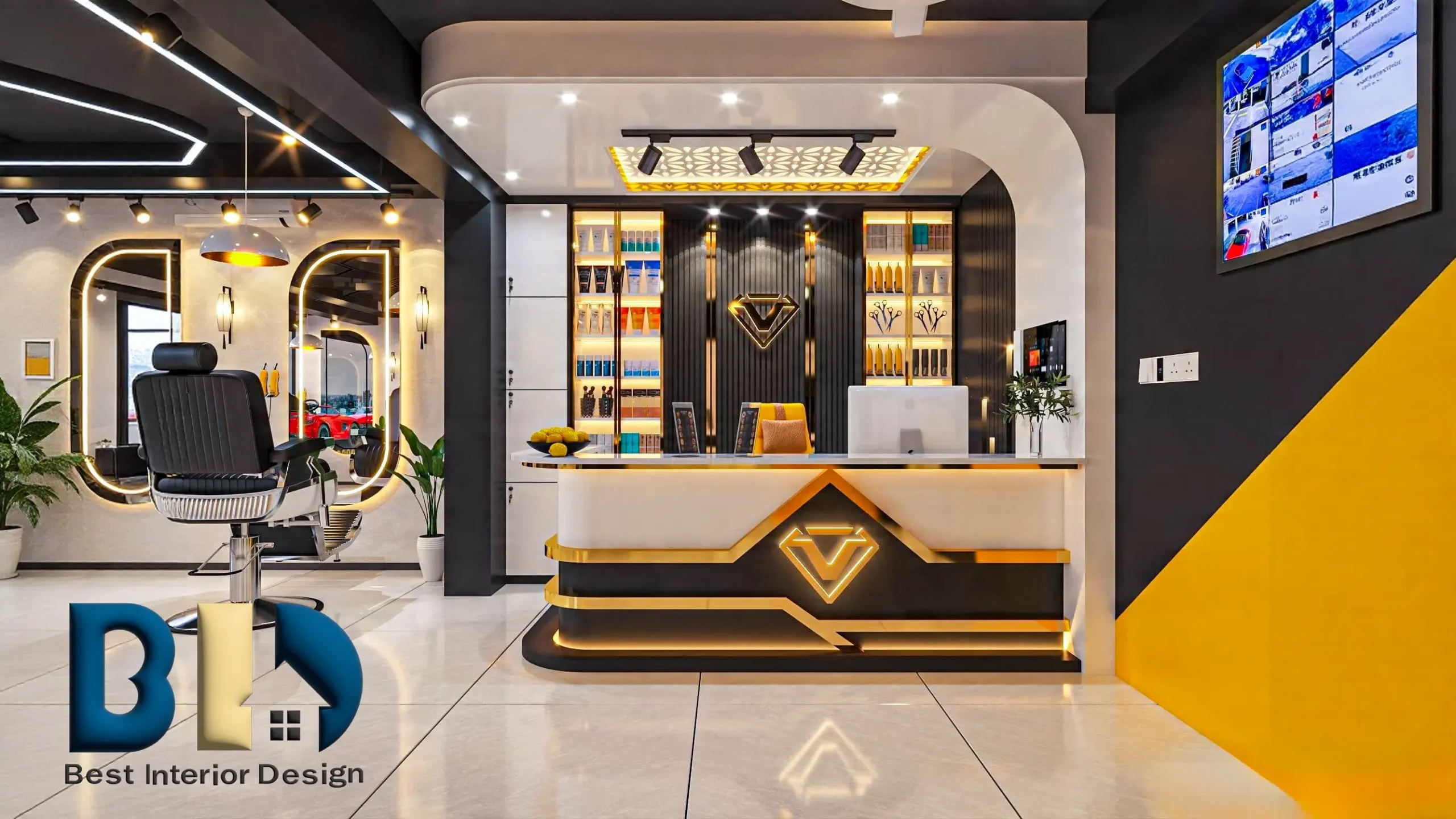 Luxury Barber Shop Interior Design in Bangladesh Cover