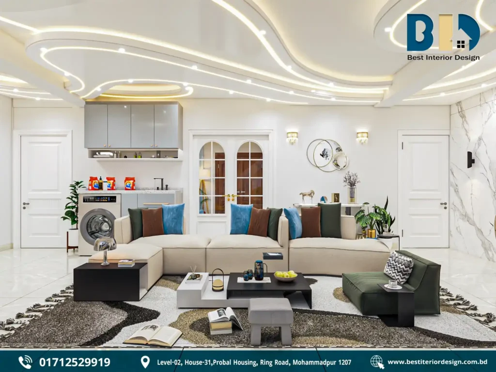 Shariatpur Duplex 1st Floor Living Interior Design (1)