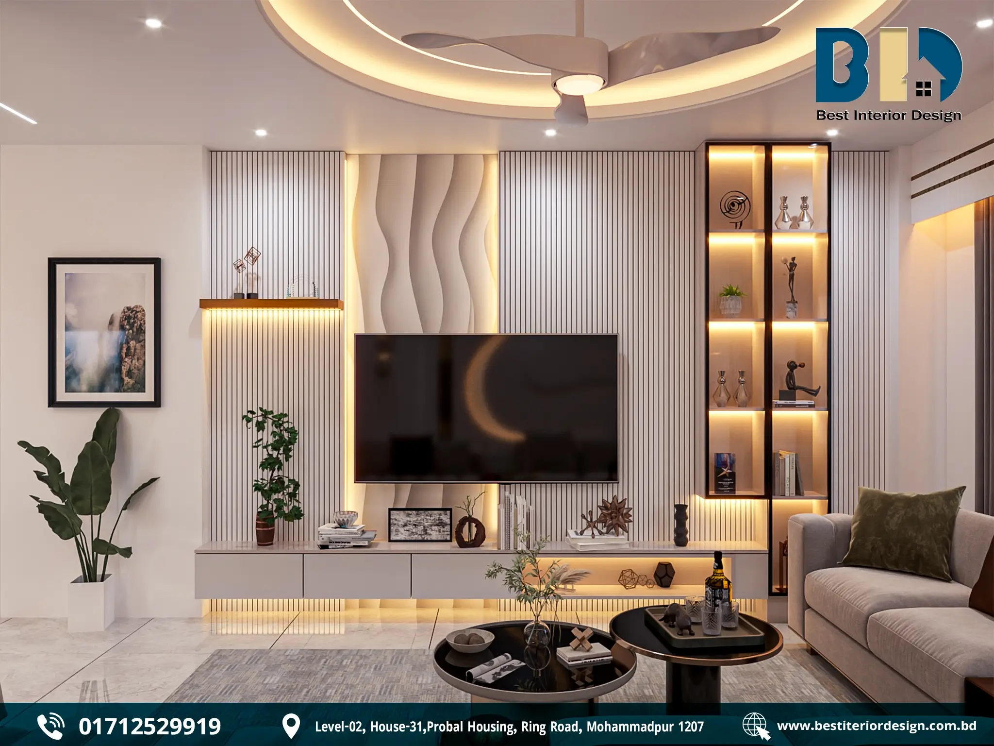 Contemporary Home Living Interior in Munshiganj (1)